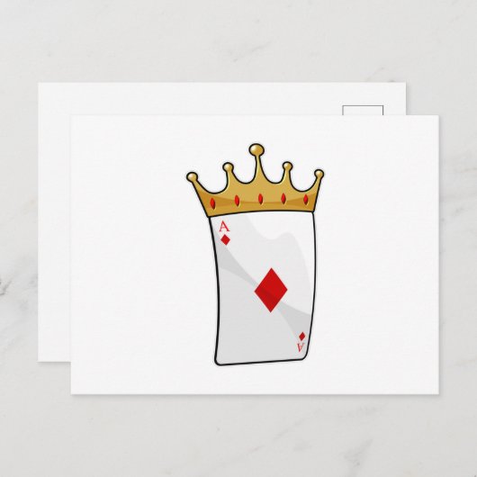 キングの王冠をつけたダイヤのエース ポストカード (正面/裏面)