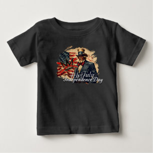 キングはいらない アンクルサム 独立記念日のアート ベビーTシャツ