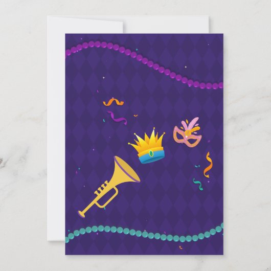 キングまたはクイーンマルディグラスジェンダーの暴露 招待状 (裏面)