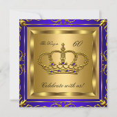 キングまたはクイーン王室のブルー金ゴールド誕生日パーティー2 招待状 (正面)