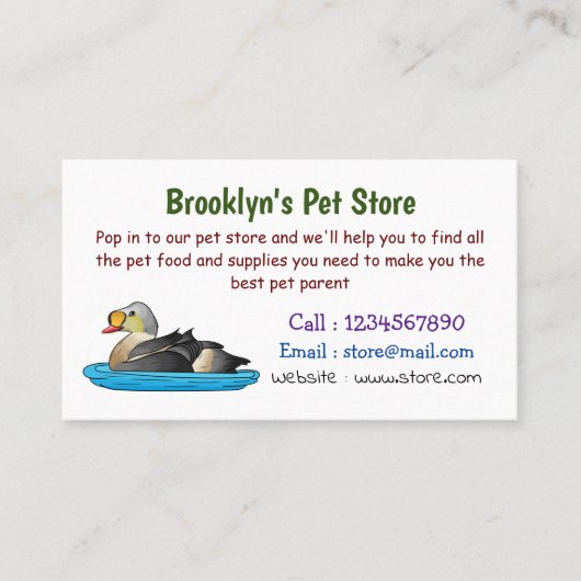 キングアイダー鳥の漫画イラストレーション 名刺 (正面)