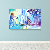 キングアーサー、湖のレディとエクスカリバー キャンバスプリント (インサイチュ (ウッドフロア))