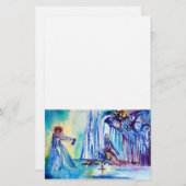 キングアーサー、湖の女性とピンクの紫の青 便箋 (正面/裏面)