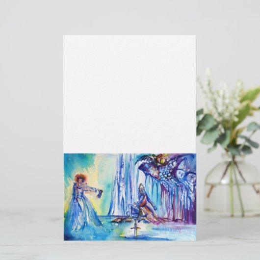 キングアーサー、湖の女性とピンクの紫の青 便箋 (スタンド正面)