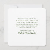 キングイエズスエレガントクリスチャングリーンフラットクリスマス カード (裏面)