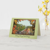 キングウッドの秋の葉や地面を覗き込む カード (黄色い花)