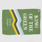 キングオブグリーンカラフルストライプグリーン名前をカスタムする ゴルフタオル (横)