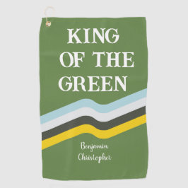 キングオブグリーンカラフルストライプグリーン名前をカスタムする ゴルフタオル