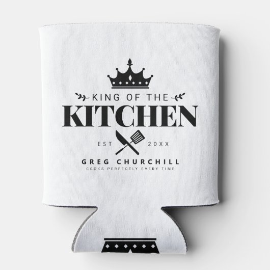 キングオブザキッチングルメメンズパーソナライズされたホワイト 缶クーラー (裏面)