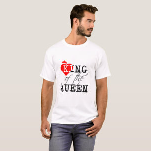 キングオブザクイーン赤いハートとクラウンホワイト Tシャツ