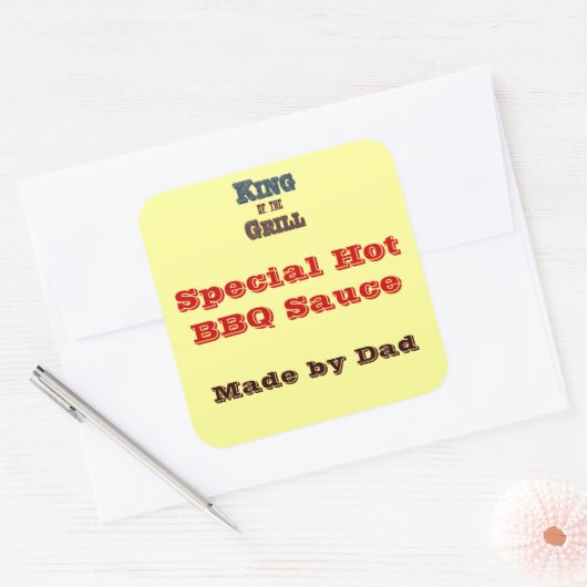キングオブザグリルキャニングカスタムソースステッカー スクエアシール (封筒)