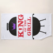 キングオブザグリルブラックパープルクラウンレッド ビーチタオル (正面)