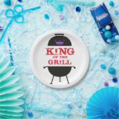 キングオブザグリルブラックパープルクラウンレッド ペーパープレート (パーティー)