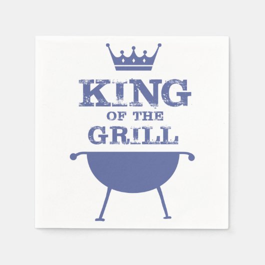 キングオブザグリル、ブルー スタンダードカクテルナプキン (正面)