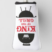 キングオブザグリル、白黒クラウンレッド ゴルフヘッドカバー (回転90)