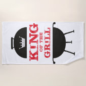 キングオブザグリル、白黒クラウンレッド ビーチタオル (正面)
