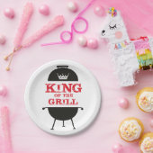 キングオブザグリル、白黒クラウンレッド ペーパープレート (パーティー)