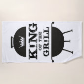 キングオブザグリル、白黒クラウン ビーチタオル (正面)