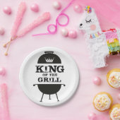 キングオブザグリル、白黒クラウン ペーパープレート (パーティー)