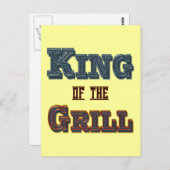 キングオブザグリルBBQ料理スローガン ポストカード (正面/裏面)