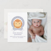 キングオブザジャングルライオンカブ男の赤ちゃん写真誕生 案内ポストカード (正面/裏面)