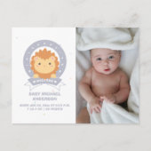 キングオブザジャングルライオンカブ男の赤ちゃん写真誕生 案内ポストカード (正面)