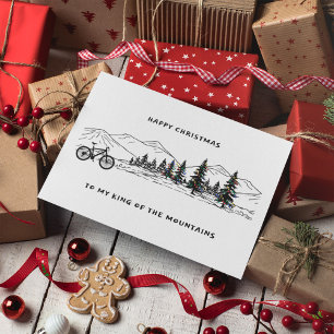 キングオブザマウンテンズバイクもしくは自転車に乗る人クリスマスライト シーズンカード