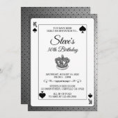 キングオブスペードトランプのポーカーのカ遊ード誕生日招待状 招待状 (正面/裏面)