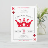 キングオブダイアモンズカジノトランプのポーカーカードボーイベビーシャワー 招待状 (スタンド正面)