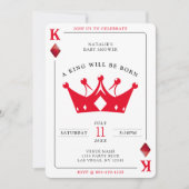 キングオブダイアモンズカジノトランプのポーカーカードボーイベビーシャワー 招待状 (正面)