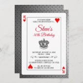 キングオブハートトランプのポーカートランプ誕生日招待状 招待状 (正面/裏面)