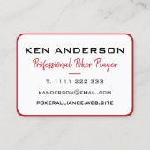 キングオブハートレッドホワイトフォトトランプのポーカーカジノ 名刺 (裏面)