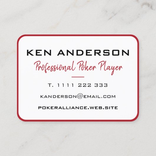 キングオブハートレッドホワイトフォトトランプのポーカーカジノ 名刺 (裏面)
