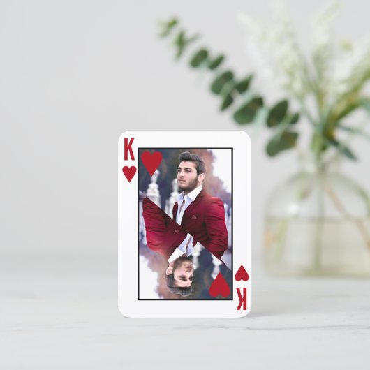キングオブハートレッドホワイトフォトトランプのポーカーカジノ 名刺 (スタンド正面)