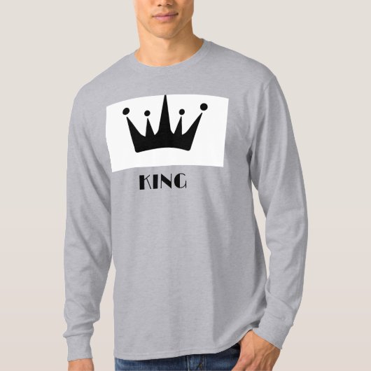 キングカスタム文字クラウンイメージグレー長袖 Tシャツ (正面)