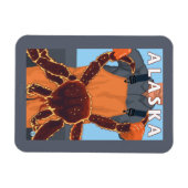 キングカニと漁師ヴィンテージ旅行ポスター マグネット (横)