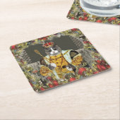 キングキャッ王室のトクリスマス紙コースター スクエアペーパーコースター (アングル)