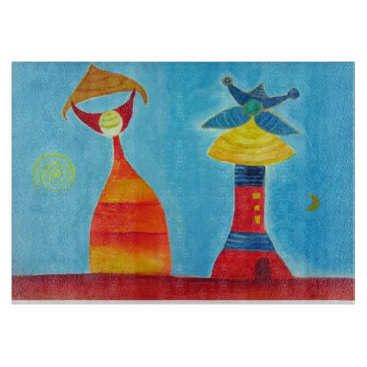 キングクイーンガラス切り取りボード11" x 8" カッティングボード (正面)