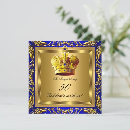 キングクイーンブルー王室の金ゴールドエリートバースデーパーティー 招待状 (スタンド正面)