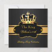 キングクイーン王室のブラック金ゴールド誕生日男女 招待状 (正面)