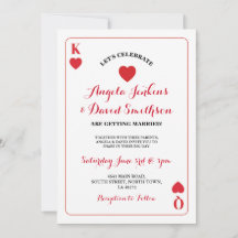 キングクイーン結婚ハートズ遊カードエース招待状