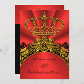 キングクイーン金ゴールド王室のリーガルレッドバースデーパーティー 招待状 (正面/裏面)