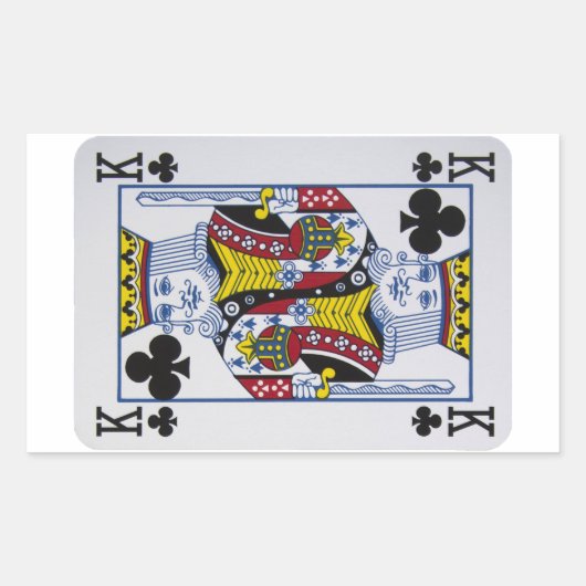 キングクローバー(クラブ)カードステッカーをプレイ 長方形シール (正面)