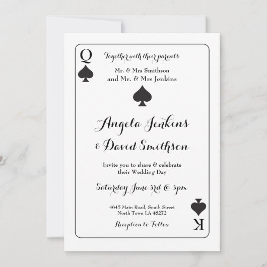 キングク結婚イーンエーススペードズカ遊ード招待状 招待状 (正面)