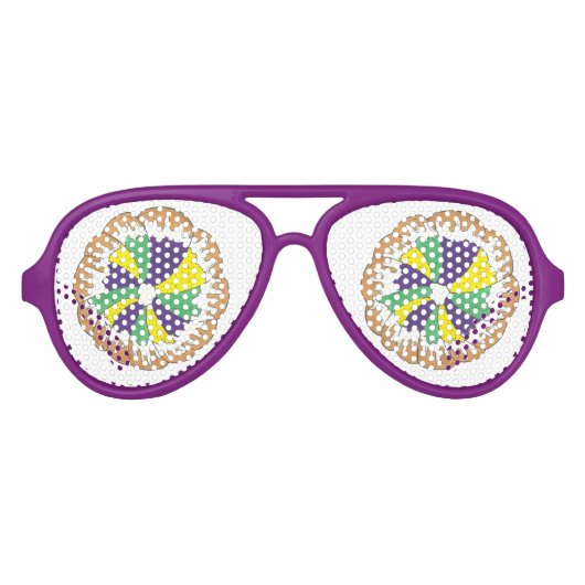 キングケーキニューオーリンズノーラマルディグラカーニバル アビエーターサングラス (正面)