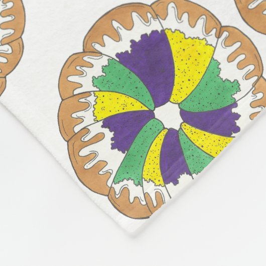 キングケーキニューオーリンズノーラマルディグラカーニバル フリースブランケット (角)