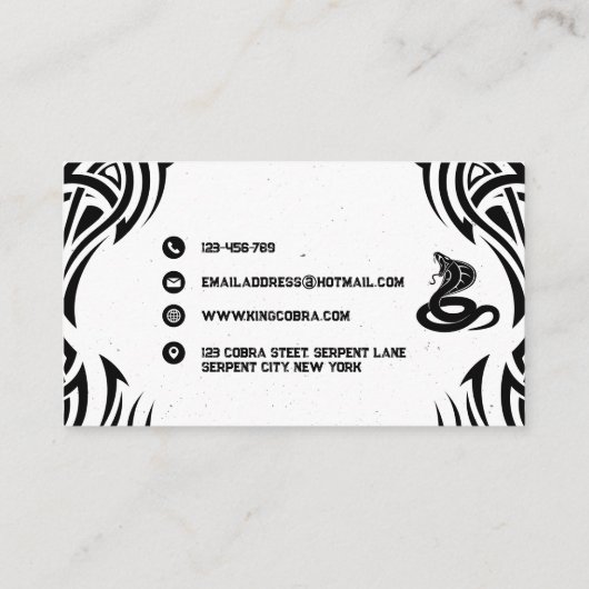 キングコブラタトゥーパーラー 名刺 (裏面)