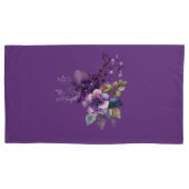 キングサイズパープルフローラデザイン 枕カバー (正面左)