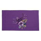 キングサイズパープルフローラデザイン 枕カバー (裏面-左)