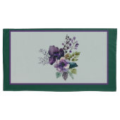 キングサイズフローラデザイングリーンパープル 枕カバー (正面左)